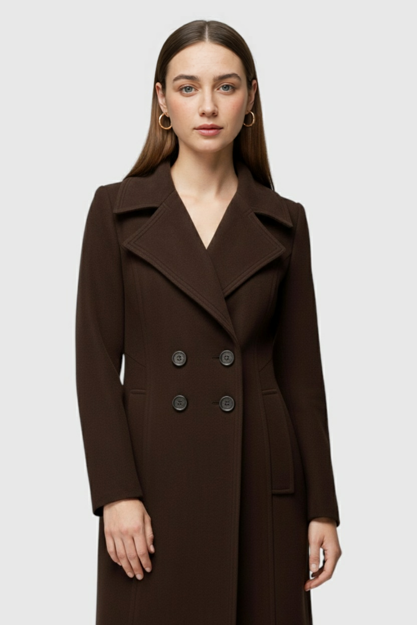 Women's Classic Trench Coat Tailored Fit Long Sleeve Double-Breasted All-Season