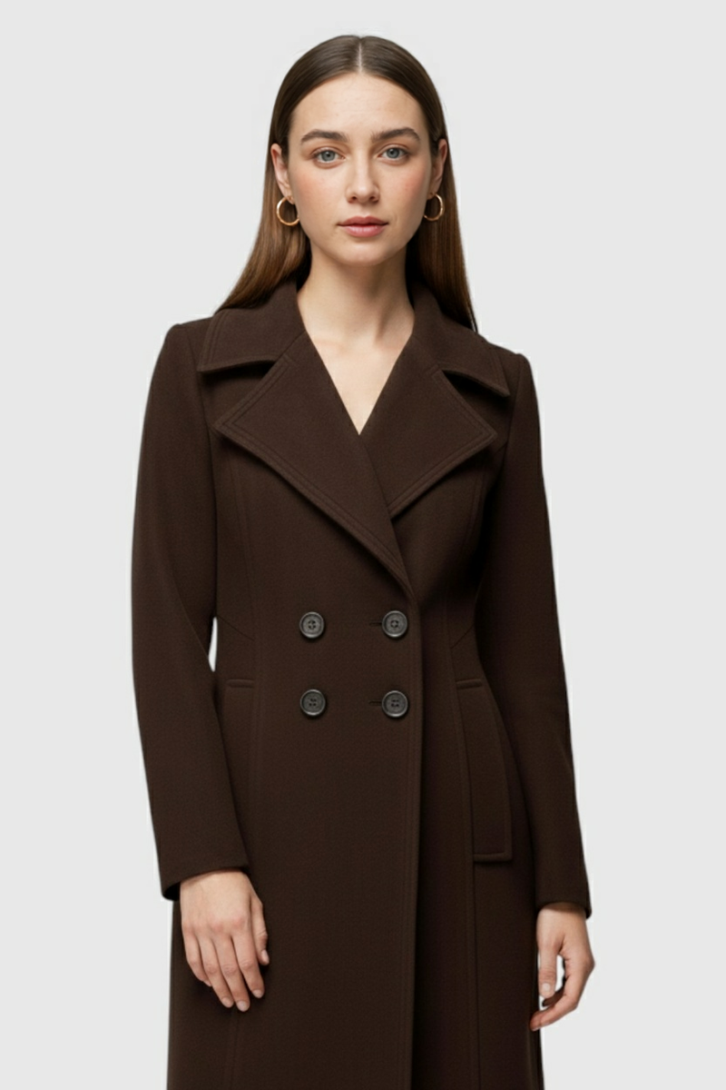 Women's Classic Trench Coat Tailored Fit Long Sleeve Double-Breasted All-Season