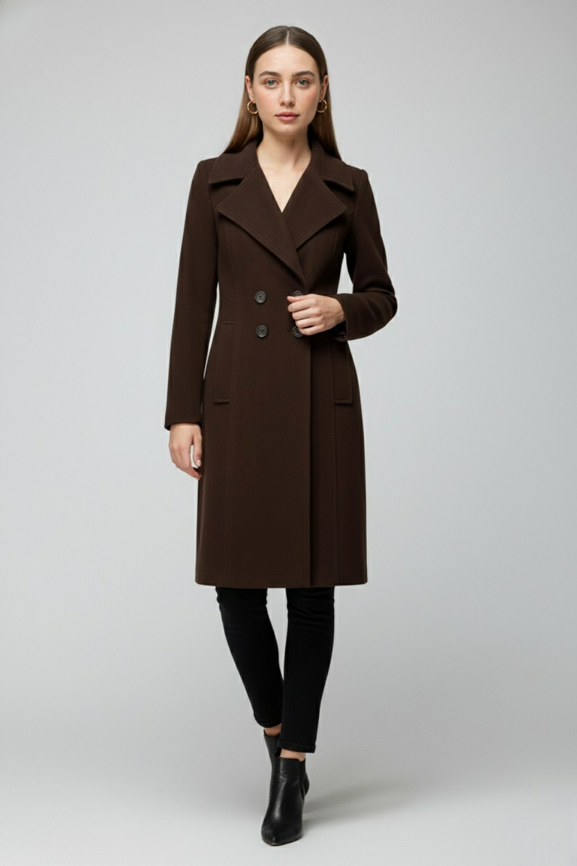 Women's Classic Trench Coat Tailored Fit Long Sleeve Double-Breasted All-Season