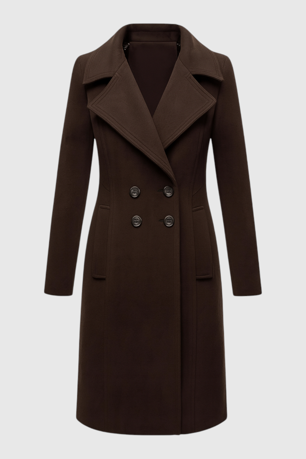 Women's Classic Trench Coat Tailored Fit Long Sleeve Double-Breasted All-Season