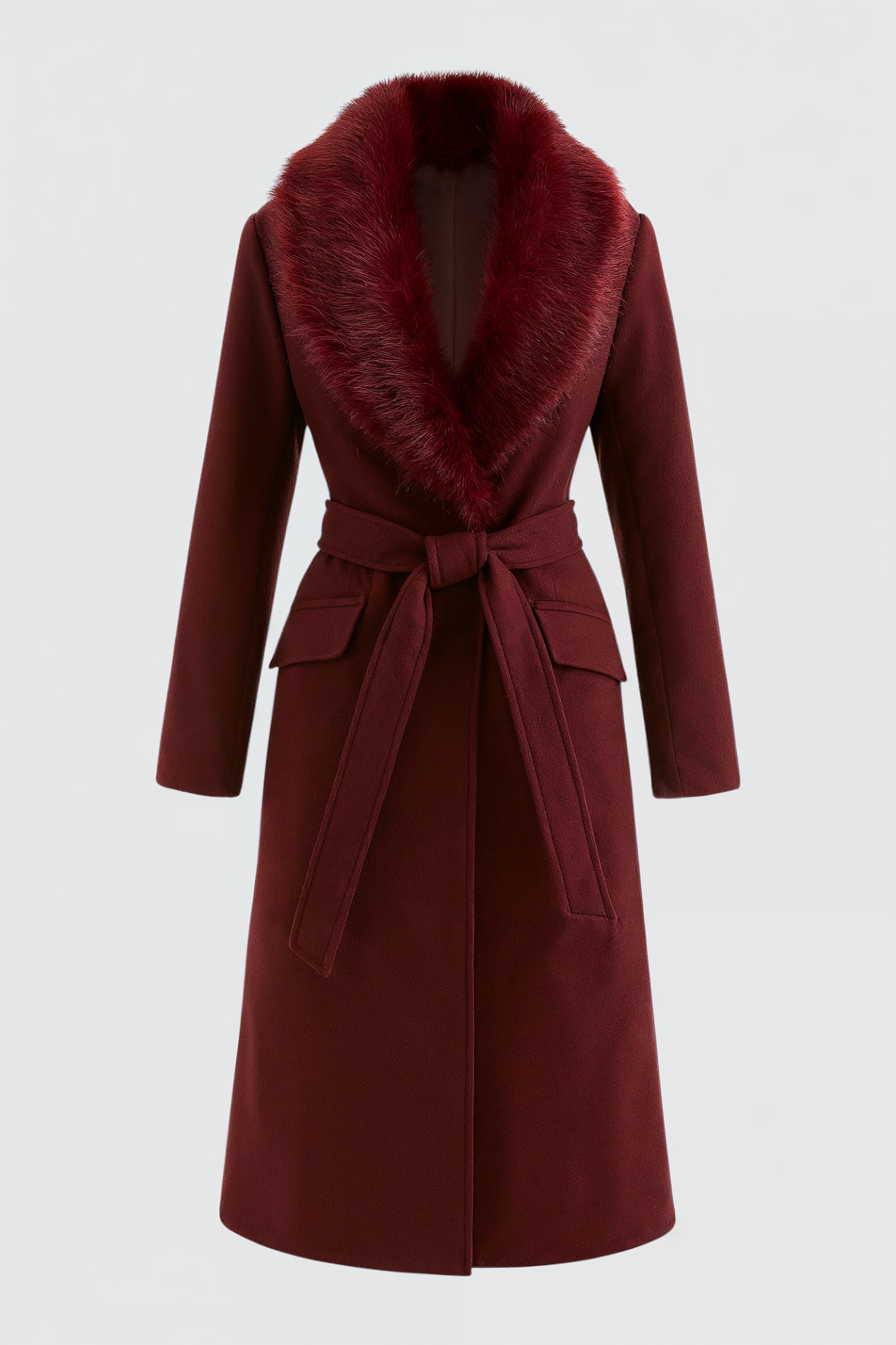 Women's Winter Coat Long Sleeve Faux Fur Collar Button Closure Stylish Cold Weather