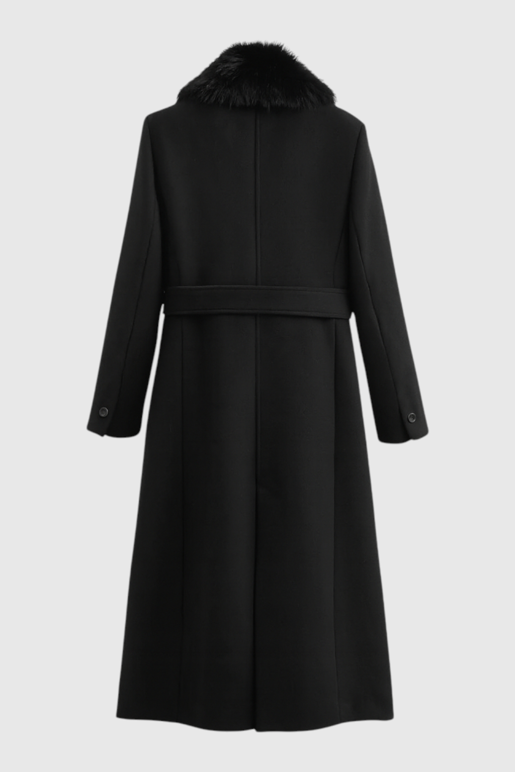 Women's Long Wool Blend Winter Coat Faux Fur Collar Stylish Warm Layering