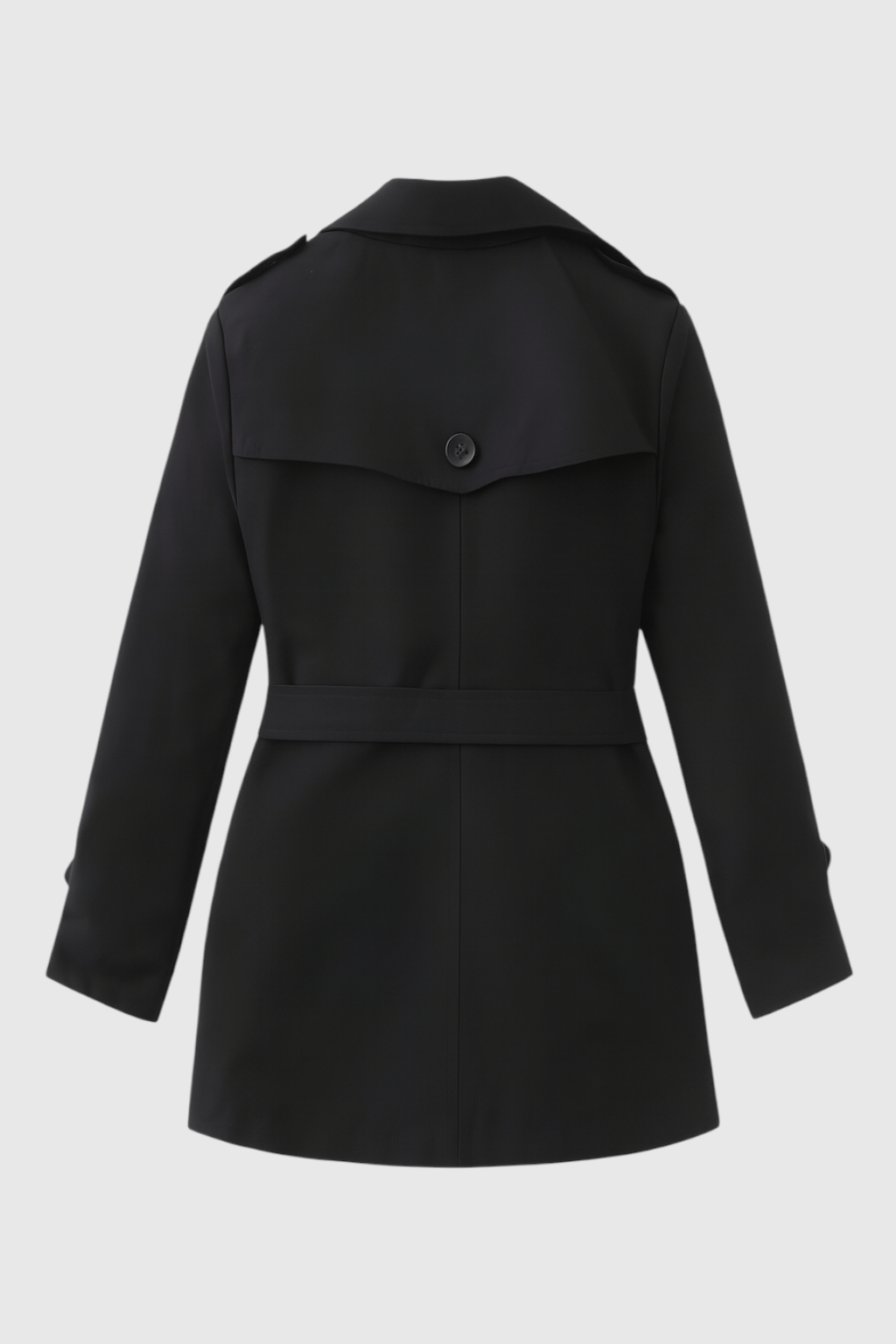 Women's Black Mid-Length Water-Resistant Double-Breasted Trench Coat