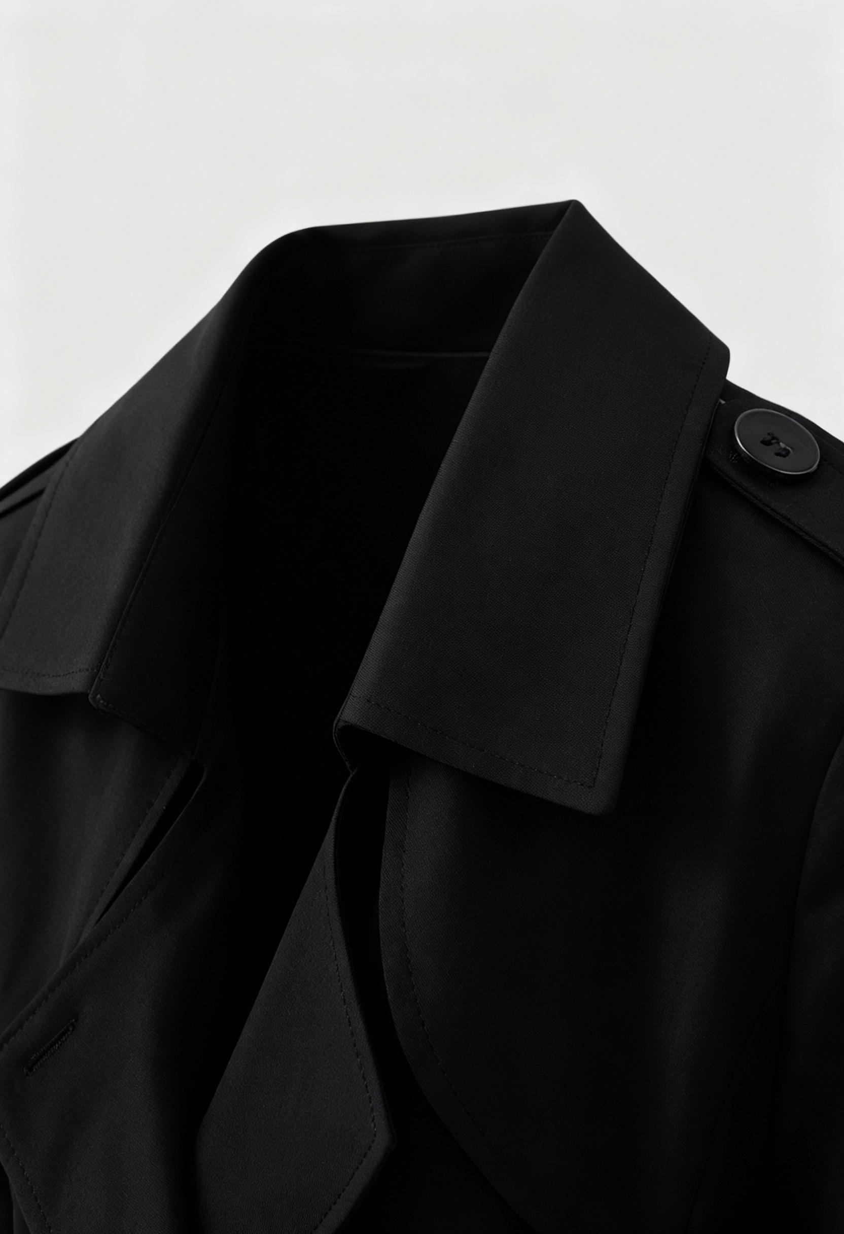 Women's Black Mid-Length Water-Resistant Double-Breasted Trench Coat