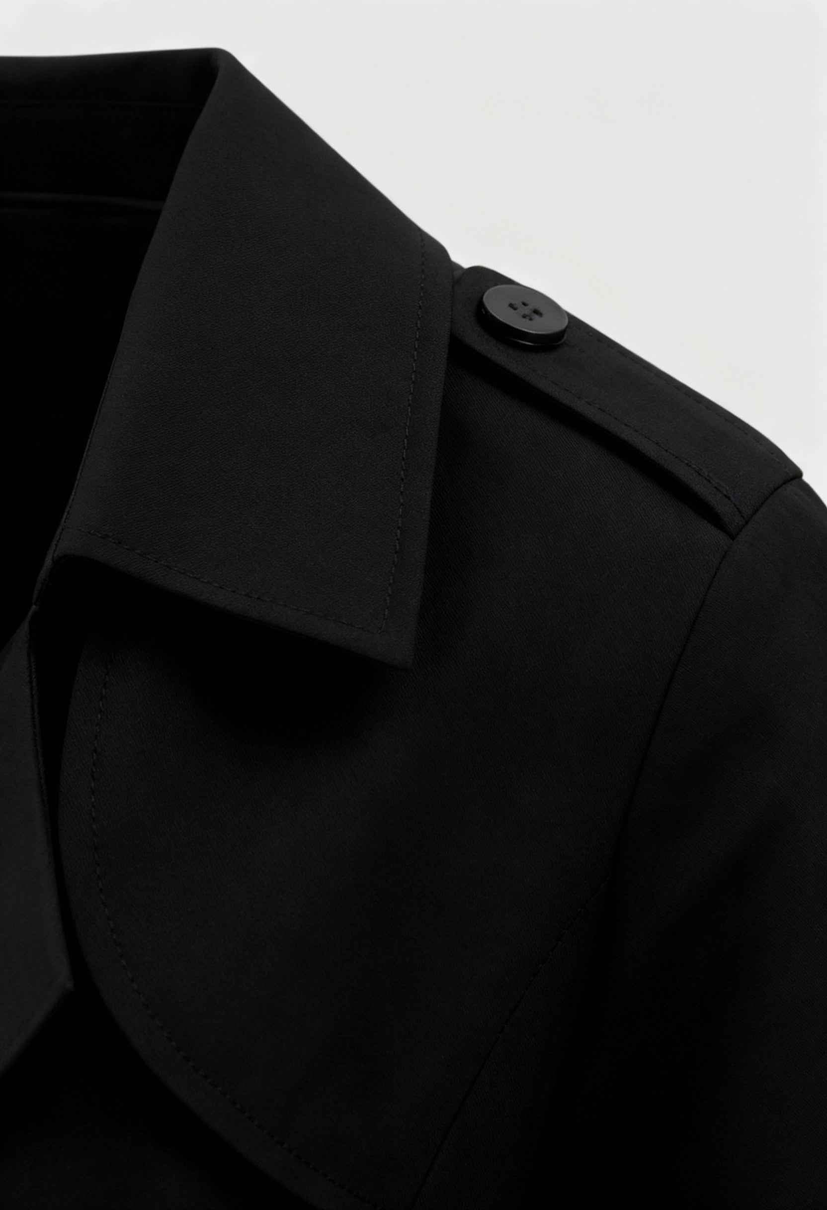 Women's Black Mid-Length Water-Resistant Double-Breasted Trench Coat
