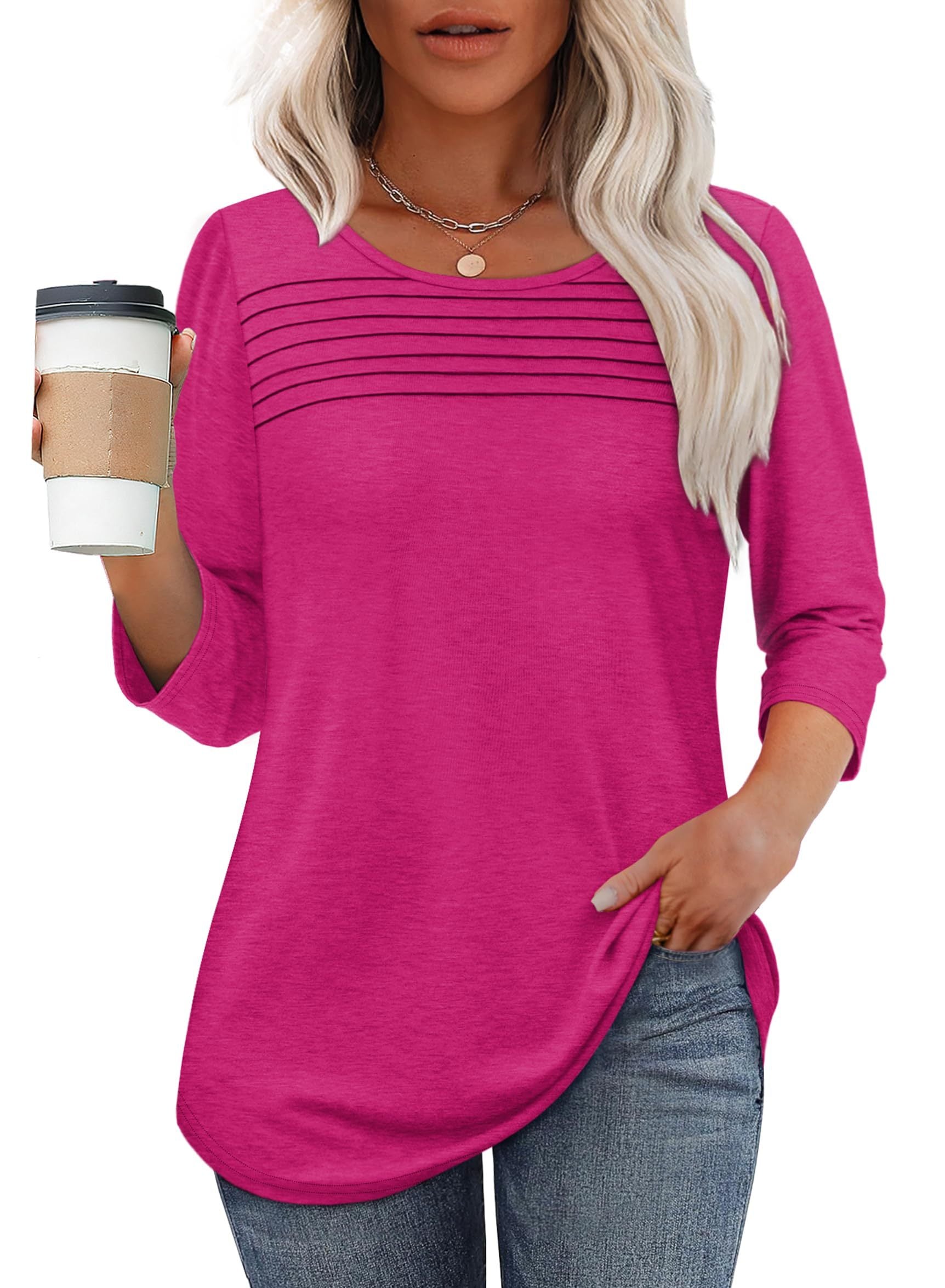 Women's Pleated Top Outfit for Work Brunch Casual Days and Everyday Wear