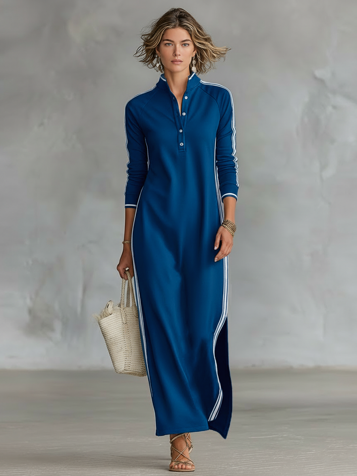 Women’s Minimalist White-trimmed Dress | Maxi