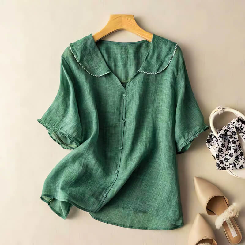 Women's Button-Up Collar Blouse Outfit for Work Brunch Casual Days and Everyday Wear