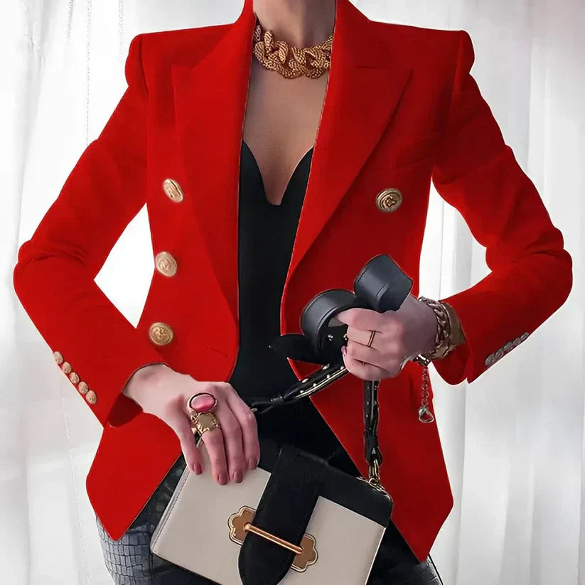Women's Double-Breasted Blazer Layering Outerwear for Work Autumn Winter and Everyday Wear
