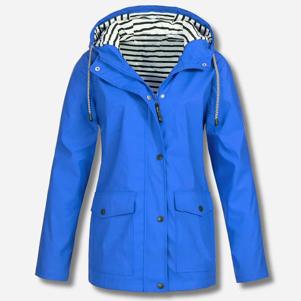 Women's Hooded Raincoat Zip Closure Stylish Outdoor Lightweight Protection