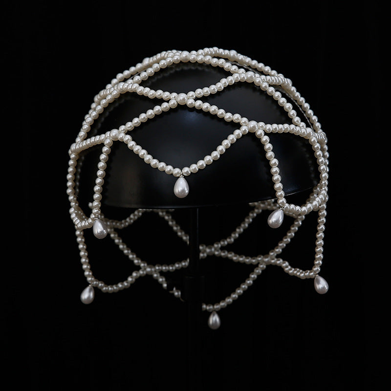 Women's Pearl Beaded Headpiece Festival Vacation Outfit for Weddings Parties Holidays Occasions and Everyday Wear