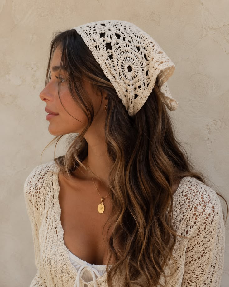 Women's Open-Knit Head Boho Scarf Knitwear for Autumn Winter Layering Cosy Days and Everyday Wear
