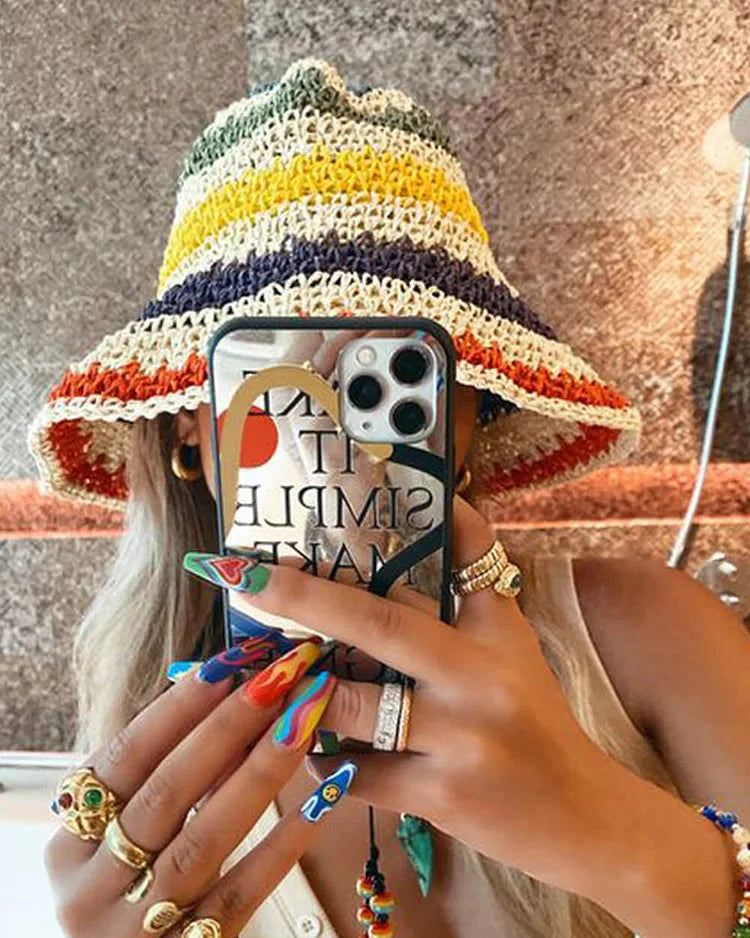 Women's Striped Bucket Hat for Work Travel Holidays Shopping Commutes and Everyday Use