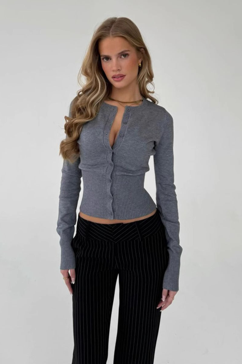 Women's Fitted Cardigan Ribbed Knit Button Front Stylish Layering