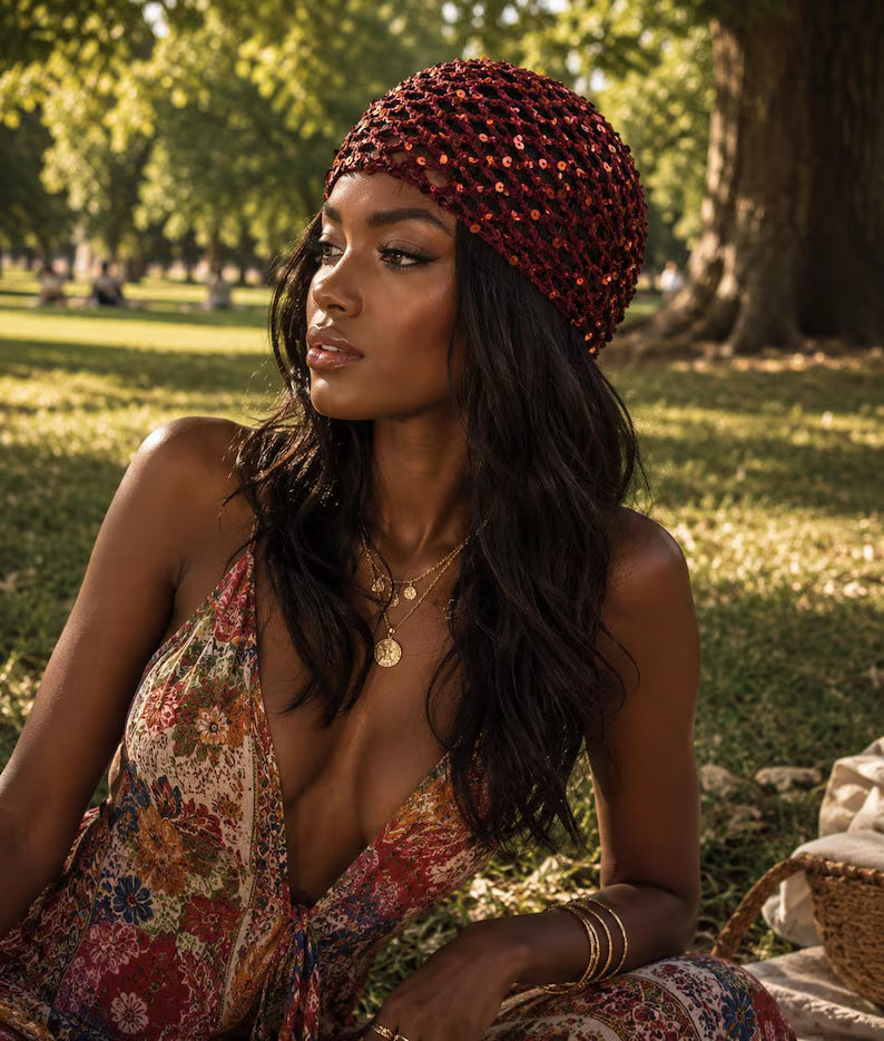 Women's Festival Beanie Accessory for Holidays Festivals Weddings and Everyday Wear