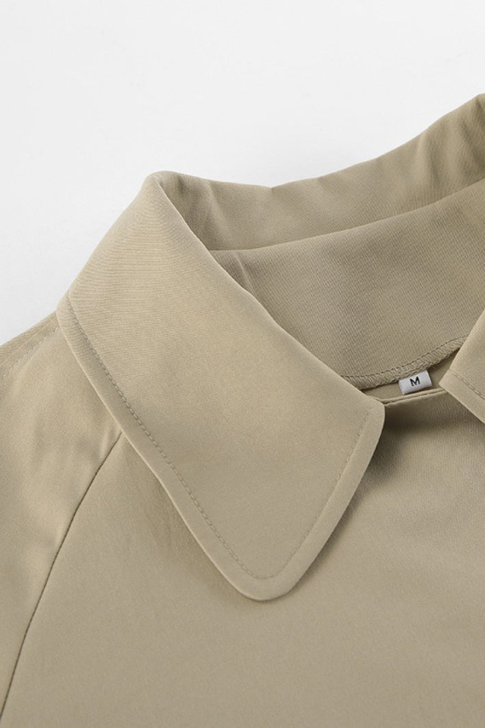 Women's Belted Trench Coat Jacket Point Collar Wrap Long Sleeve Stylish Casual