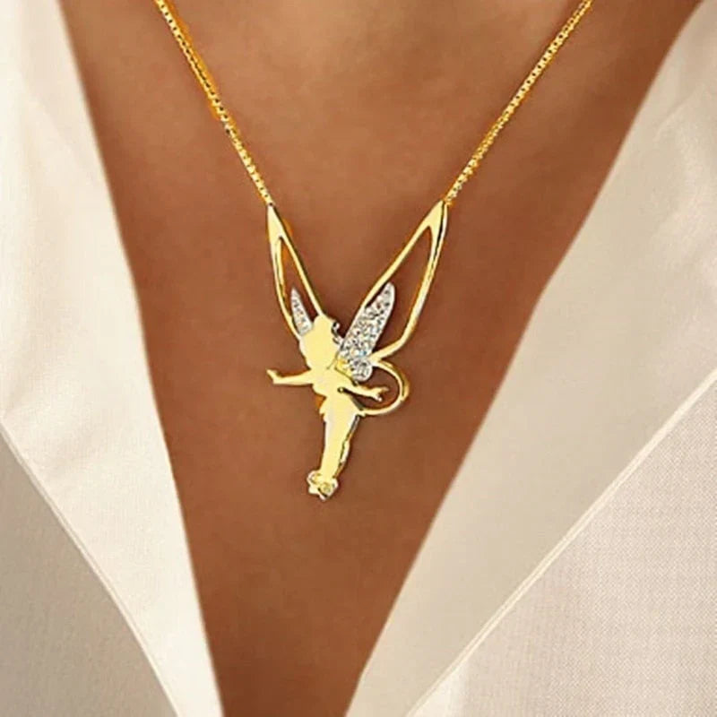 Women's White Gold Fairy Necklace Statement Jewellery Jewelry Gift for Women Weddings Parties Prom and Everyday Wear