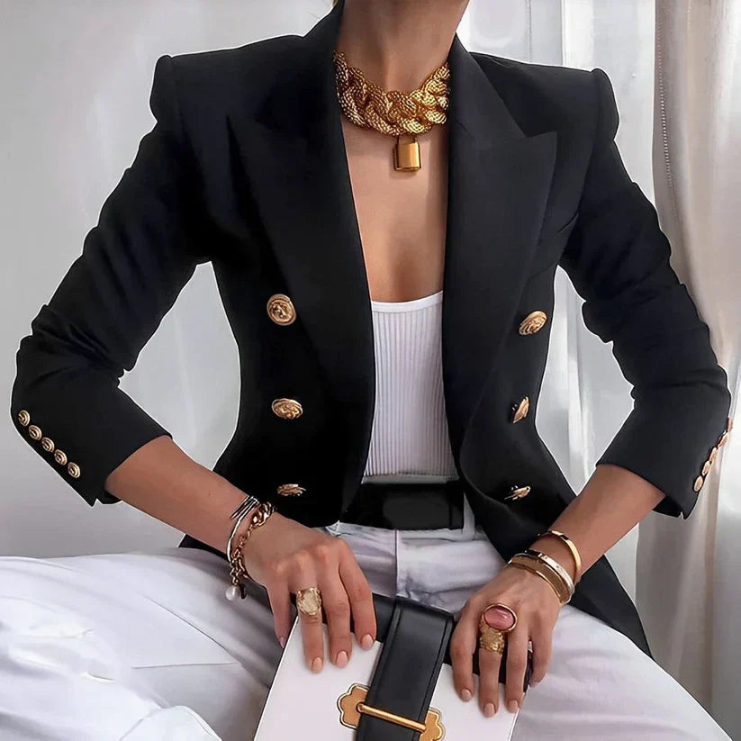 Women's Double-Breasted Blazer Layering Outerwear for Work Autumn Winter and Everyday Wear
