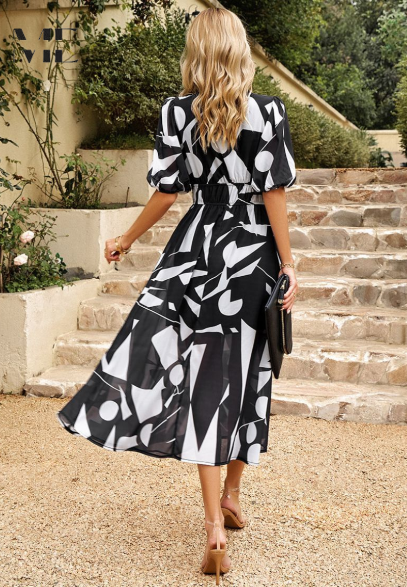 Women's Floral Midi Dress Outfit for Summer Holidays Weddings Parties and Everyday Wear