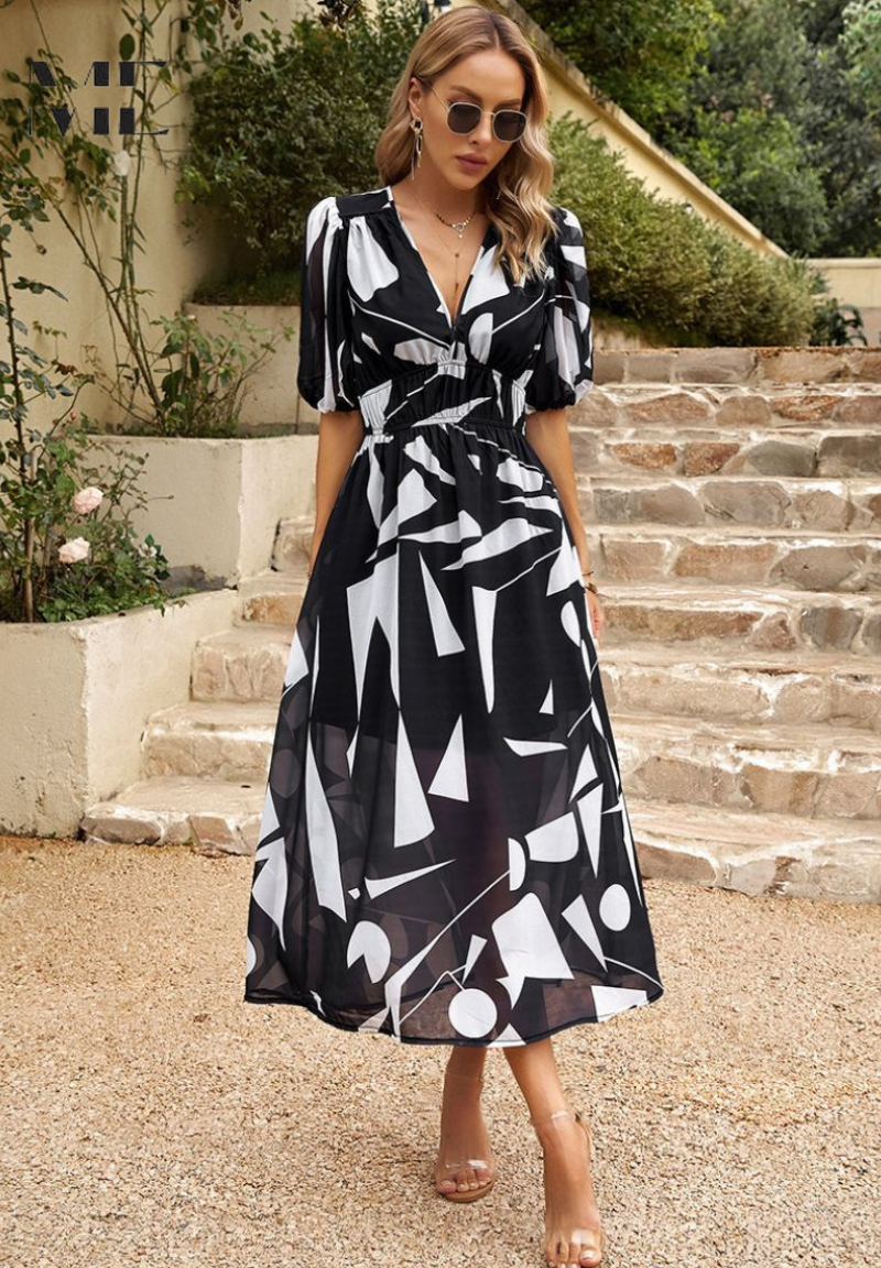 Women's Floral Midi Dress Outfit for Summer Holidays Weddings Parties and Everyday Wear