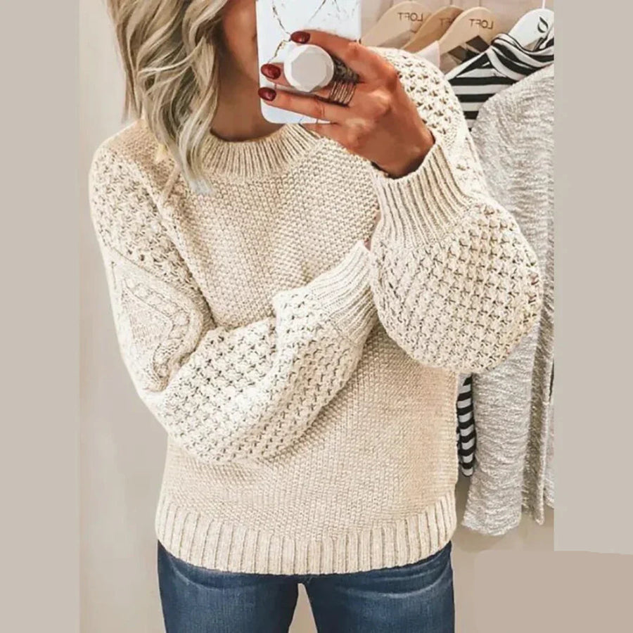 Women's Cozy Chic Sweater Relaxed Fit Long Sleeve Crew Neck Casual Everyday
