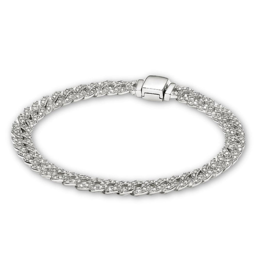 Women's White Gold Cuban Bracelet Statement Jewellery Jewelry Gift for Women Weddings Parties Prom and Everyday Wear