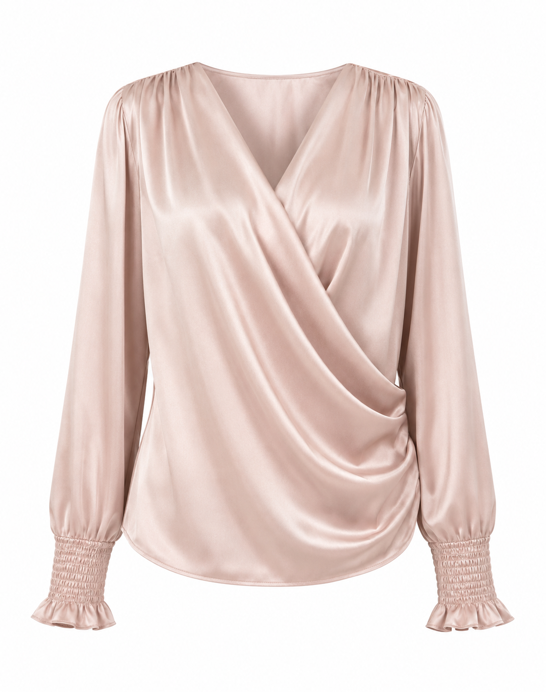 Women's Satin Wrap Blouse Outfit for Work Brunch Casual Days and Everyday Wear