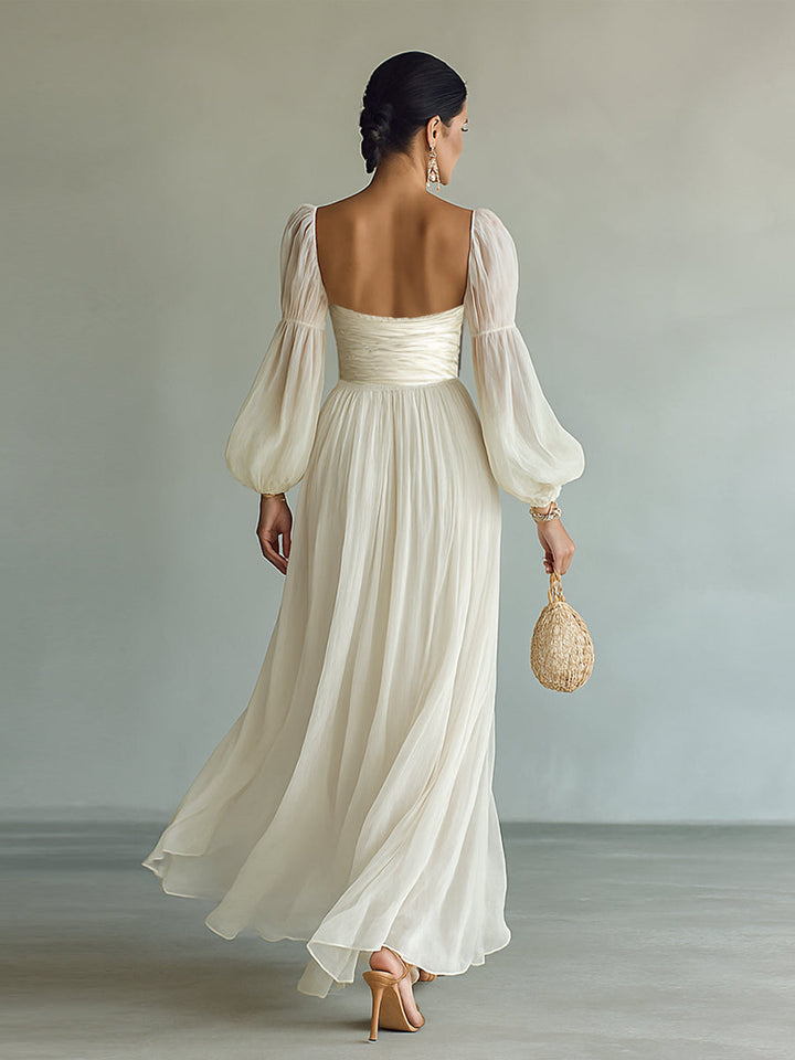 Women’s Elegant Chiffon Maxi Dress | Long Sleeve
