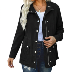 Women's Utility Jacket Relaxed Fit Long Sleeve Zip-Up Versatile Outdoor