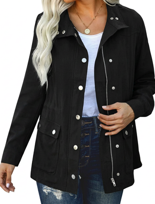 Women's Utility Jacket Relaxed Fit Long Sleeve Zip-Up Versatile Outdoor