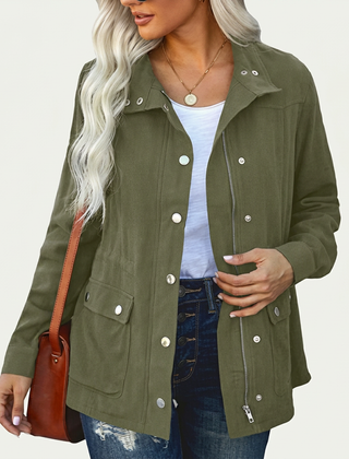 Women's Utility Jacket Relaxed Fit Long Sleeve Zip-Up Versatile Outdoor