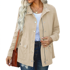 Women's Utility Jacket Relaxed Fit Long Sleeve Zip-Up Versatile Outdoor