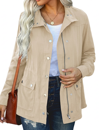 Women's Utility Jacket Relaxed Fit Long Sleeve Zip-Up Versatile Outdoor