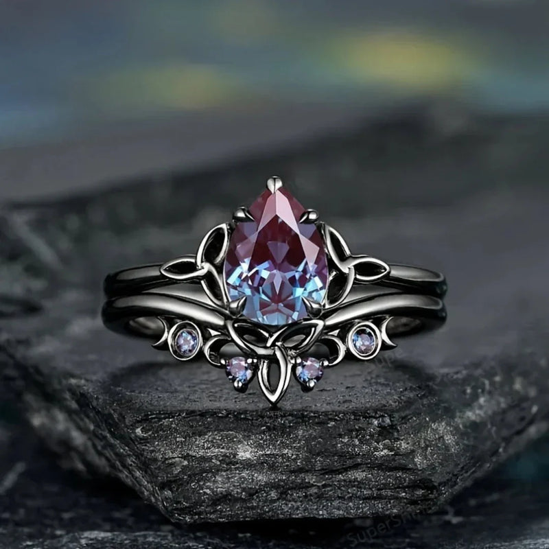Women's White Gold Amethyst Ring Statement Jewellery Jewelry Gift for Women Weddings Parties Prom and Everyday Wear