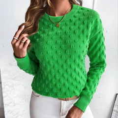 Women's Classic Cable Knit Sweater Crewneck Long Sleeve Versatile Layering