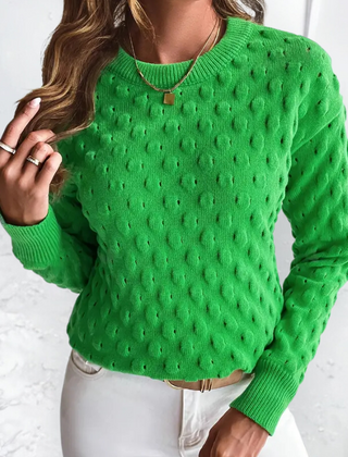 Women's Classic Cable Knit Sweater Crewneck Long Sleeve Versatile Layering