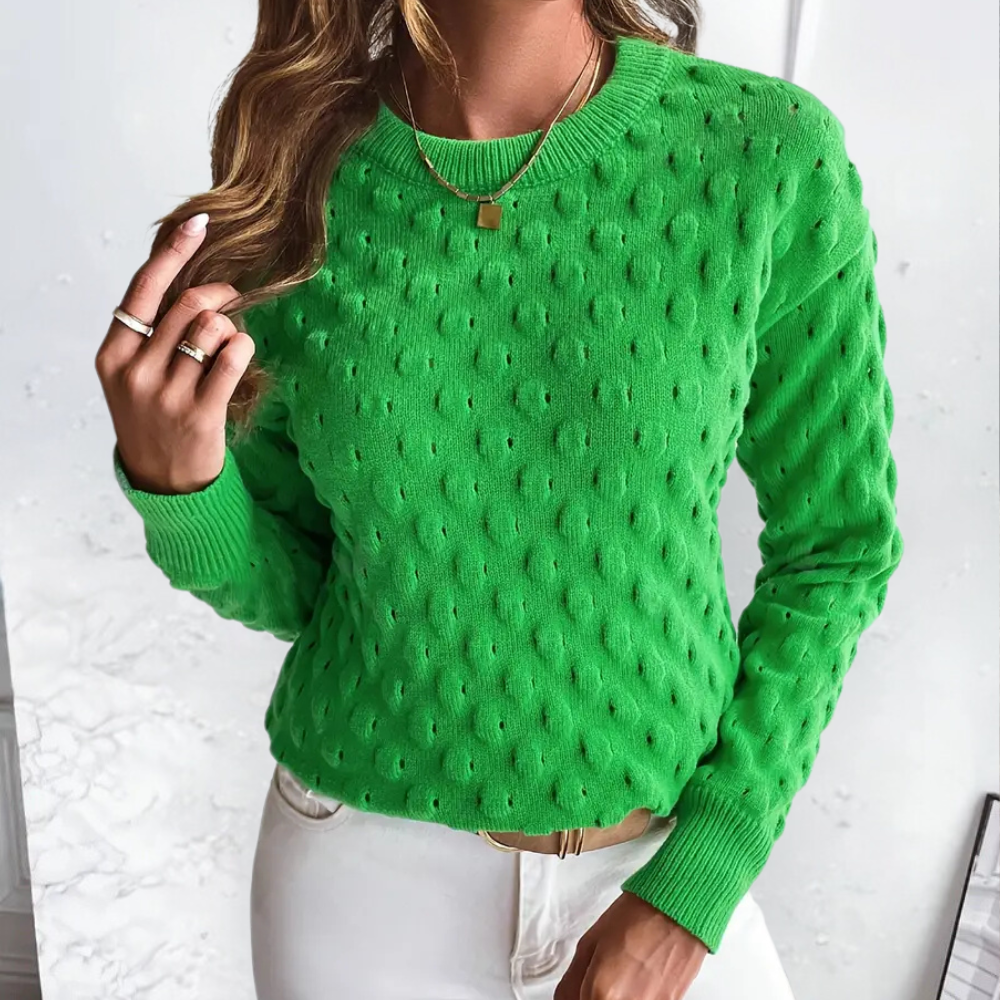 Women's Classic Cable Knit Sweater Crewneck Long Sleeve Versatile Layering