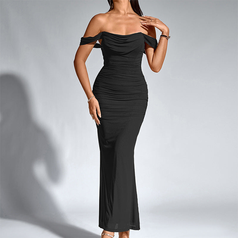 Women's Evening Dress Off-Shoulder Ruched Mermaid Maxi Elegant Special Occasion