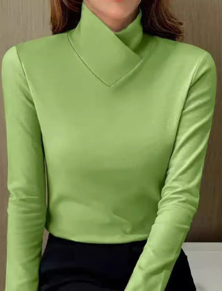 Women's Modern Turtleneck Top Fitted Long Sleeve Casual Layering Stylish