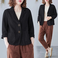 Women's Blazer Notch Lapel Design Patch Pockets Tailored Style Versatile Office Wear