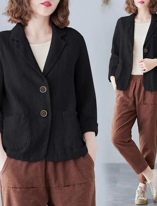 Women's Blazer Notch Lapel Design Patch Pockets Tailored Style Versatile Office Wear