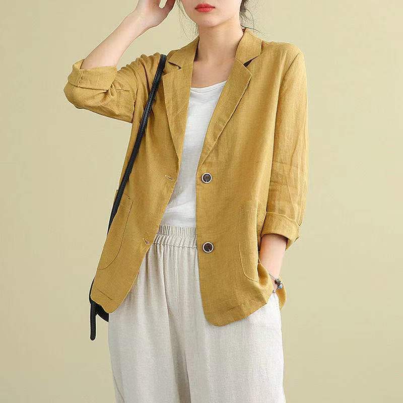 Women's Blazer Notch Lapel Design Patch Pockets Tailored Style Versatile Office Wear