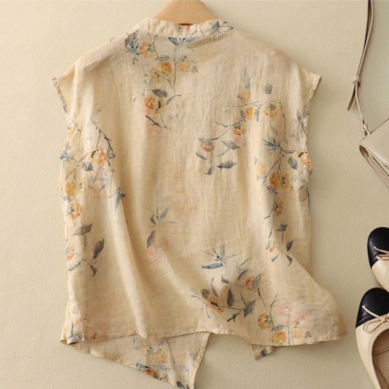 Women's Asymmetrical Front Mandarin Collar Blouse Outfit for Work Brunch Casual Days and Everyday Wear