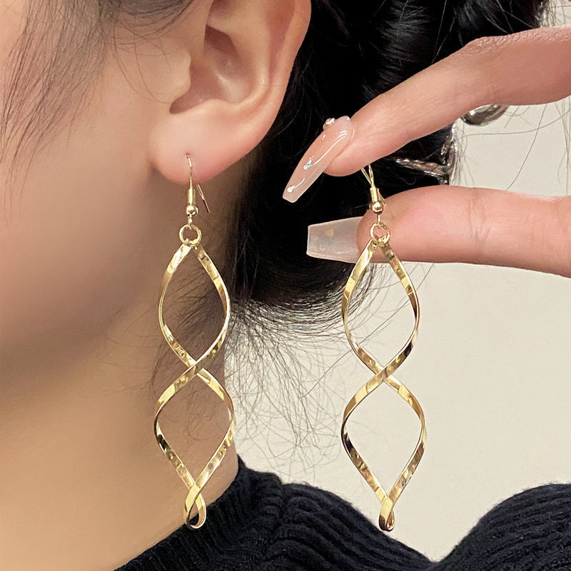 Women's Gold Spiral Earrings Statement Jewellery Jewelry Gift for Women Weddings Parties Prom and Everyday Wear