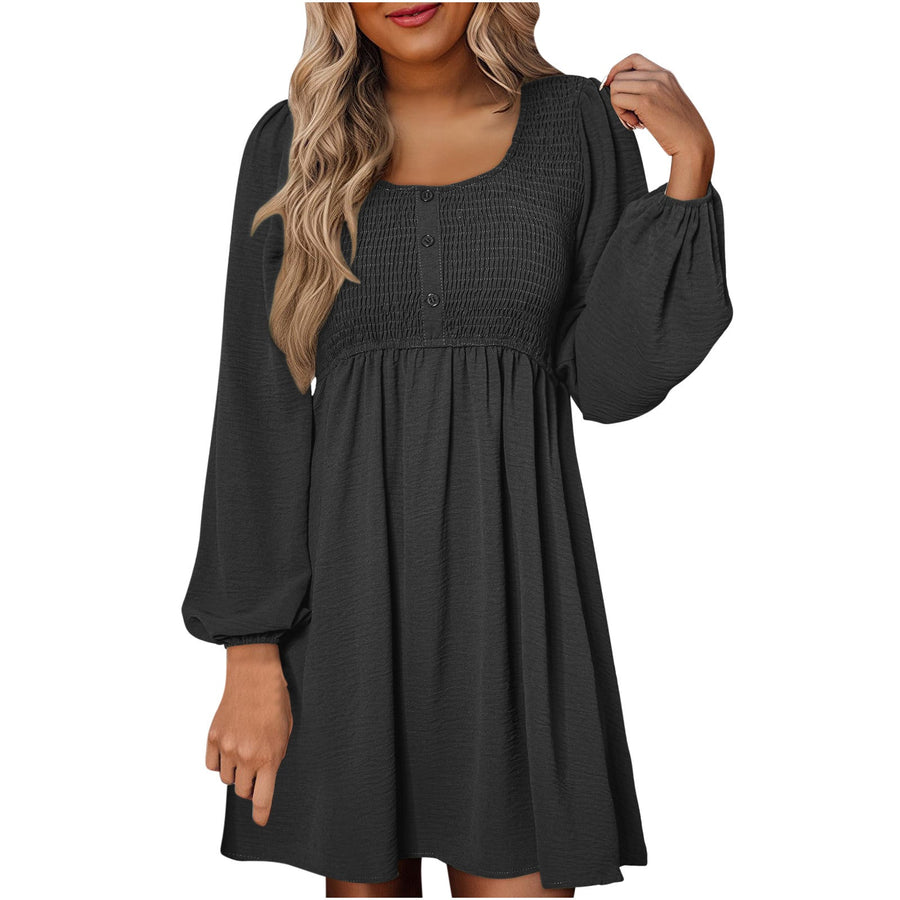 Women's Smocked Empire Waist Mini Dress Outfit for Summer Holidays Weddings Parties and Everyday Wear