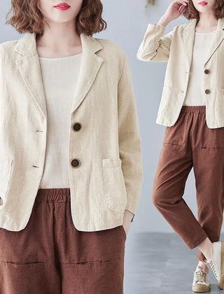 Women's Blazer Notch Lapel Design Patch Pockets Tailored Style Versatile Office Wear
