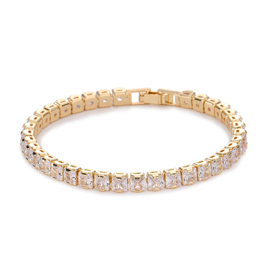 Women's Gold Square Tennis Bracelet Statement Jewellery Jewelry Gift for Women Weddings Parties Prom and Everyday Wear