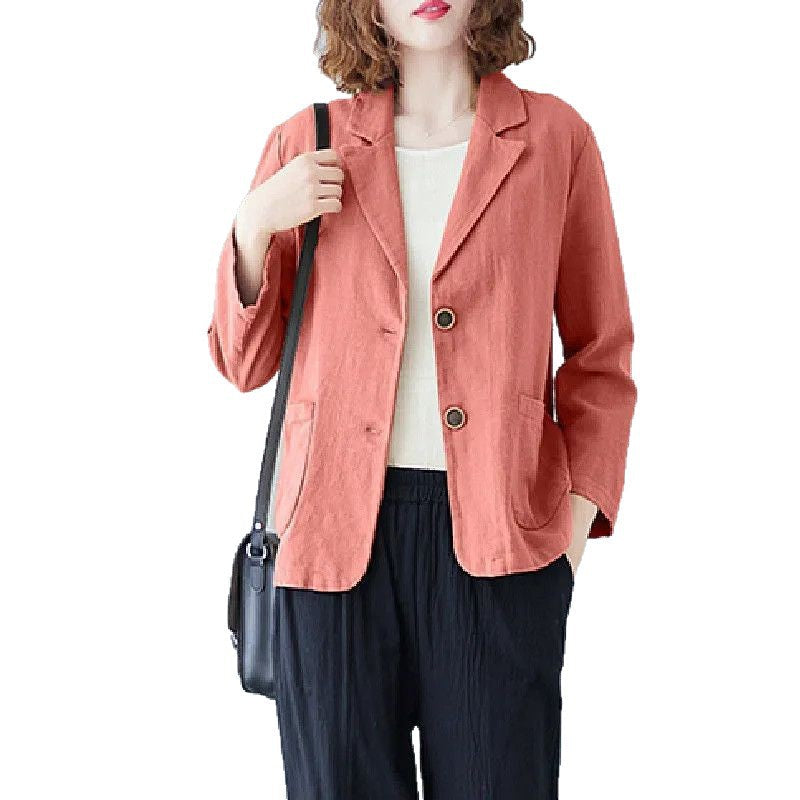 Women's Blazer Notch Lapel Design Patch Pockets Tailored Style Versatile Office Wear