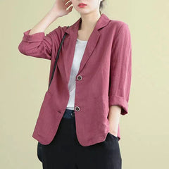 Women's Blazer Notch Lapel Design Patch Pockets Tailored Style Versatile Office Wear