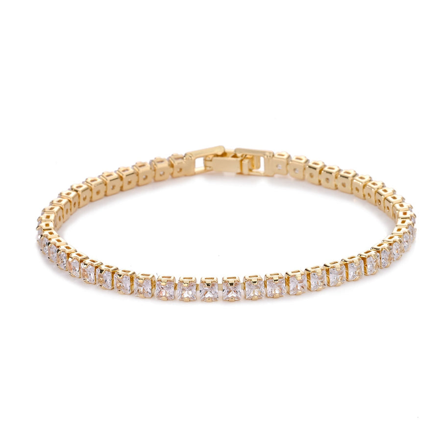 Women's Gold Square Tennis Bracelet Statement Jewellery Jewelry Gift for Women Weddings Parties Prom and Everyday Wear